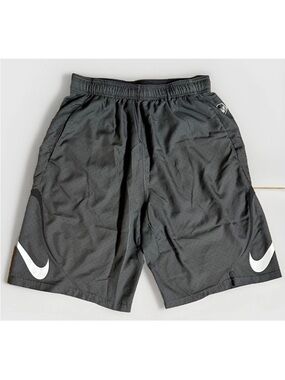 Nike Men's Black Athletic Shorts with White Swoosh